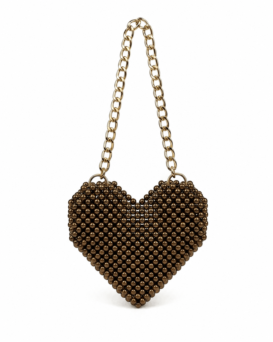 Bolsa Corazón de cuentas bronce