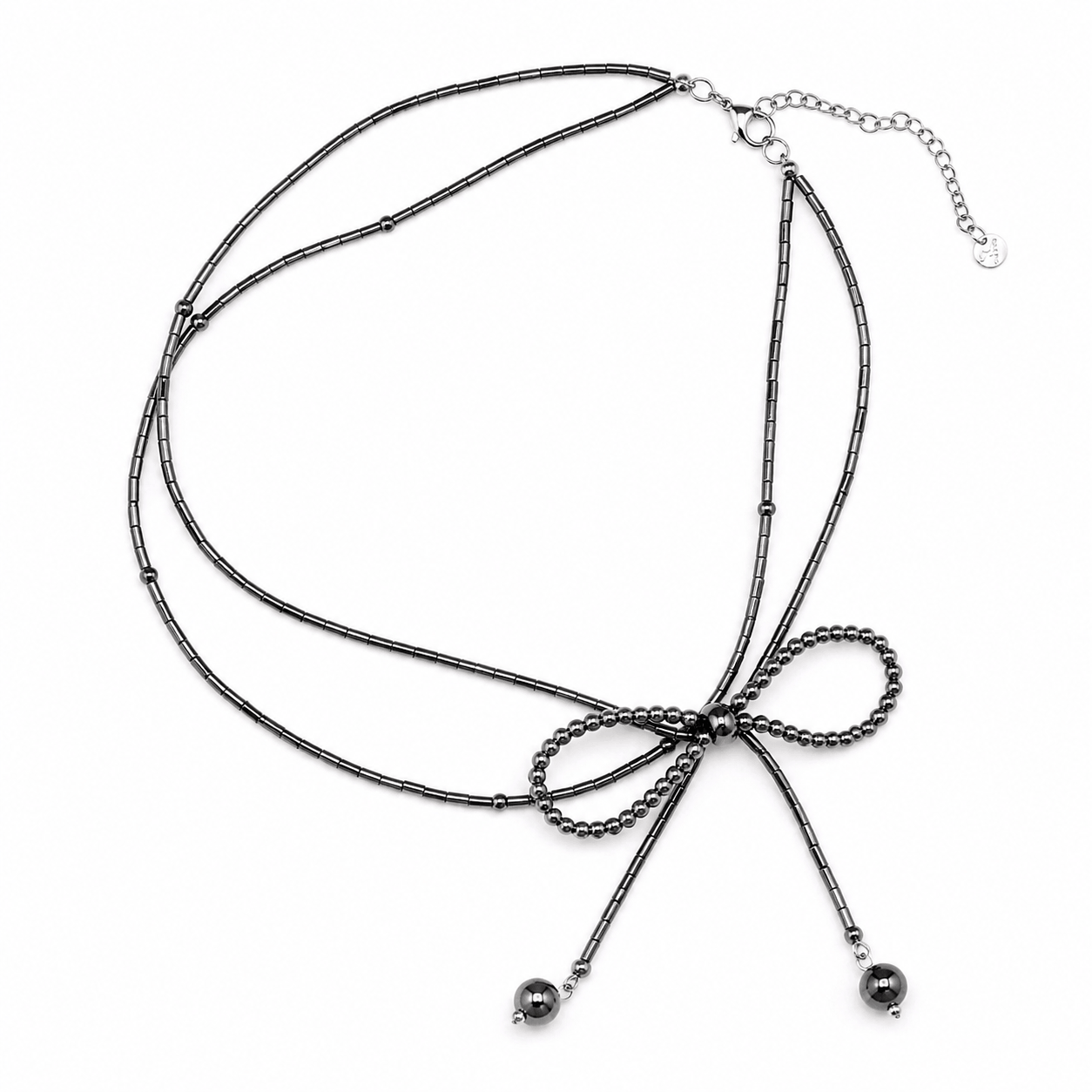 Collar moño hematita